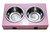 Comedouro Com Patinhas De Madeira E Potes Inox Para Cachorro Rosa