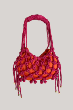 Bolsa Macramê Baguette Carol - Rosa / Laranja - comprar online