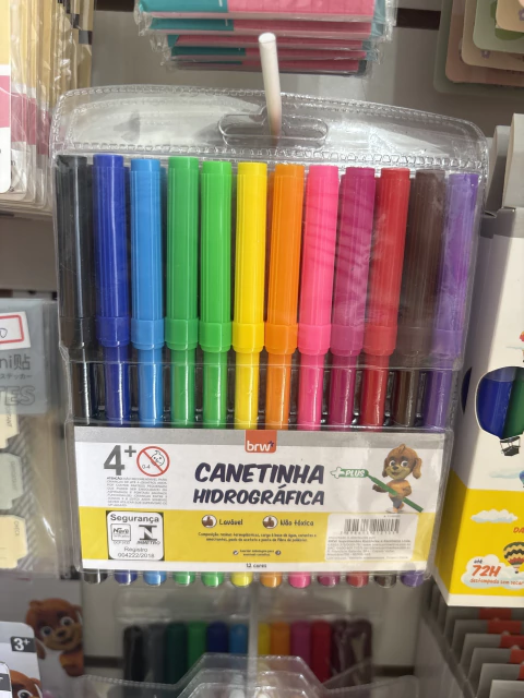 Canetinha Hidrográfica Plus - 12 cores - BRW - comprar online