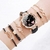 Relógio Feminino Elegante De Quartzo Com Mostrador De Coração Estrelado E Strass + Combinação De Pulseira De Folha na internet