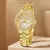 Relógio de quartzo feminino ouro luxo feminino anel colar brinco strass moda re - comprar online