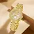 Imagem do Relógio de quartzo feminino ouro luxo feminino anel colar brinco strass moda re