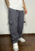 Pantalon baggy cargo Frisado Gris Topo - comprar online