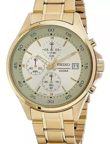 Reloj Seiko Sks482p1 malla de acero dorado con Cronógrafo sumergible para Hombre - comprar online