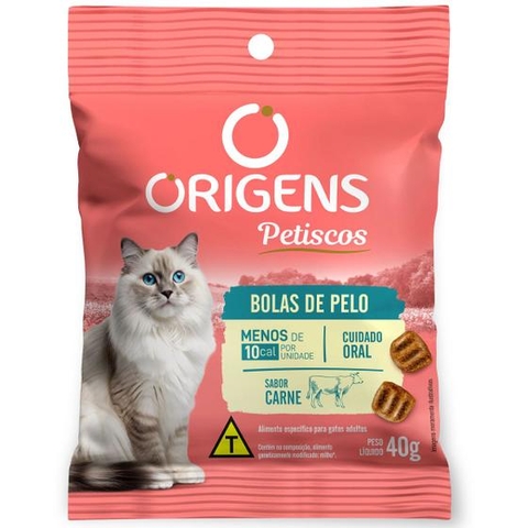 Petisco para Gatos Adultos Origens Bola de Pelo Sabor Carne 40g