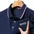 Novo negócio bordado masculino casual camisa polo de manga curta, moda manga cu