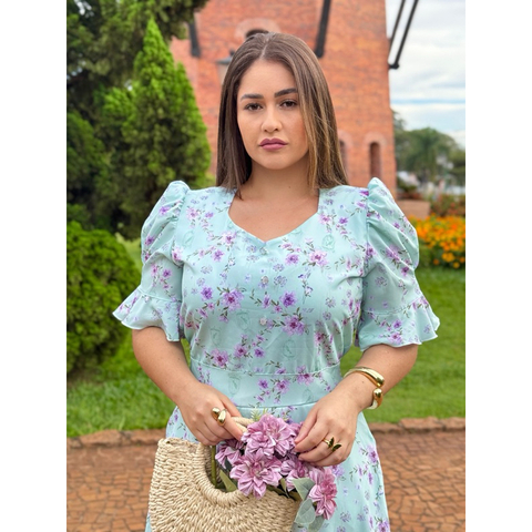 VESTIDO CREPE DE SEDA ESTAMPADO MODA CRISTÃ