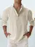 Camisa de linho de algodão masculina manga longa gola casual preto br - comprar online