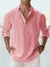 Camisa de linho de algodão masculina manga longa gola casual preto br na internet