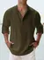 Camisa de linho de algodão masculina manga longa gola casual preto br - comprar online