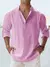 Camisa de linho de algodão masculina manga longa gola casual preto br - loja online