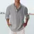 Camisa de linho de algodão masculina manga longa gola casual preto br