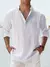 Camisa de linho de algodão masculina manga longa gola casual preto br - loja online
