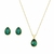 CONJUNTO ESMERALDA PEDRA NATURAL GOTA BANHADO A OURO