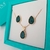 CONJUNTO ESMERALDA PEDRA NATURAL GOTA BANHADO A OURO