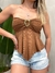 Cropped Feminino em Ribana sem Alça com Fivela e Babado Manoela Ref. 1503
