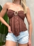 Cropped Feminino em Ribana sem Alça com Fivela e Babado Manoela Ref. 1503 na internet