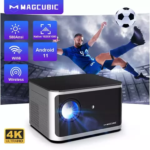 Magcubic android 11 4k projetor inteligente 580ansi 1920*1080p full hd wifi6 bt5 - comprar online