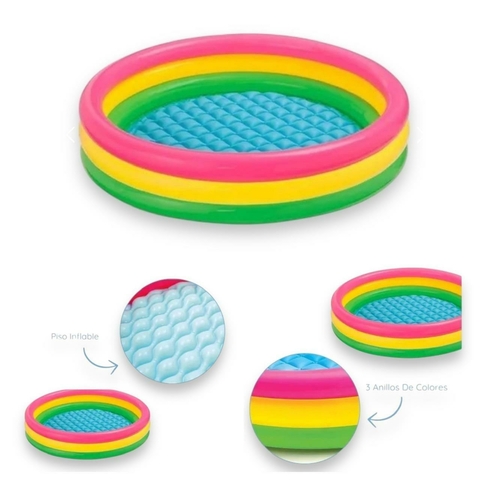 Pileta Inflable Infantil Redonda 3 Aros Piso Inflable 60Cm