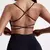 Cor sólida ginásio yoga roupa interior feminina alças traseiras cruzadas sutiã de fitness alta resistência apertado esporte superior abrangente com almofada no peito - comprar online