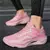 Imagem do Tênis de corrida masculino feminino malha plana respirável leve esportes ao ar livre sapatos de corrida confortável tênis de renda para homem