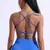 Cor sólida ginásio yoga roupa interior feminina alças traseiras cruzadas sutiã de fitness alta resistência apertado esporte superior abrangente com almofada no peito - GrindFit I Fitness I Saúde e bem estar