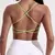 Cor sólida ginásio yoga roupa interior feminina alças traseiras cruzadas sutiã de fitness alta resistência apertado esporte superior abrangente com almofada no peito na internet