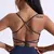 Cor sólida ginásio yoga roupa interior feminina alças traseiras cruzadas sutiã de fitness alta resistência apertado esporte superior abrangente com almofada no peito - comprar online