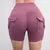 Shorts de fitness de pêssego para mulheres, calças 3/4, bolso com ar seco, elevador apertado de ioga, verão