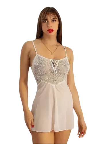 Baby Doll de Tul y Puntilla + Tanga - comprar online