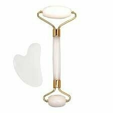 Set rodillo + piedra gua sha Blanco - comprar online