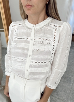 Camisa 3/4 cuello mao stras - comprar online
