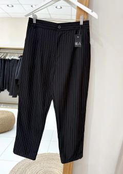 Pantalon c/elastica Negro Rayado - MILA