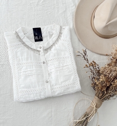 Camisa 3/4 cuello mao stras en internet