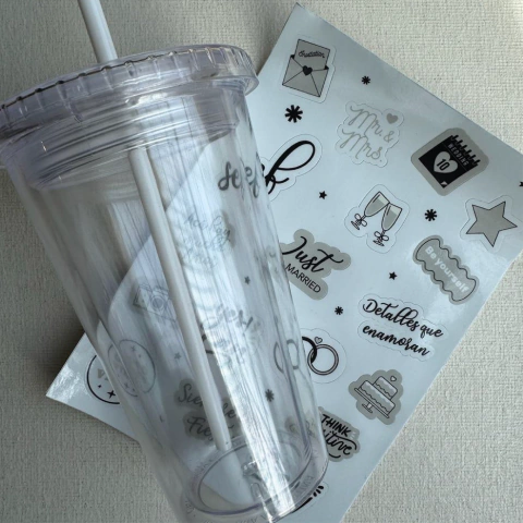Vaso de acrilico + pegatinas - comprar online