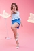 Imagem do Conjunto Infantil Menina Azul Social Listras