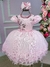 Vestido Festa Infantil Rosa Flores Paetê - comprar online