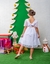 Vestido Infantil Branco Tule Bolinhas Amarração - Brilha Infância - Moda Infantil