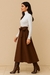 Saia Midi Feminina Elegante Alfaiataria E Cintura Alta