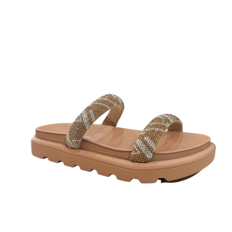 Papete Vizzano Feminina Strass Plataforma 2cm 6459.110 Bege