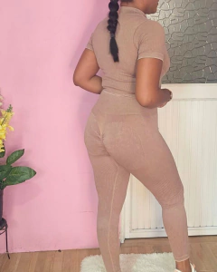 Conjunto Deportivo Camiseta + Legis con Cremallera Detalle en Piedras en internet