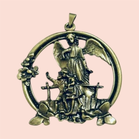 AR746.Medalhão Anjo da Guarda - Ouro Velho - comprar online