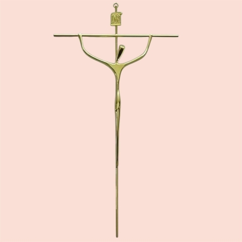 AR710 CRUCIFIXO ESTILIZADO PRATA E DOURADO 52X25 - comprar online