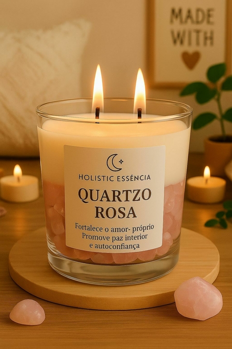 Vela Quartzo Rosa - Despertar do Amor Próprio e Autoconfiança - comprar online
