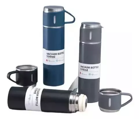 Set Termo Temperatura Acero Inoxidable 500 Ml + 3 Pocillos - comprar en línea