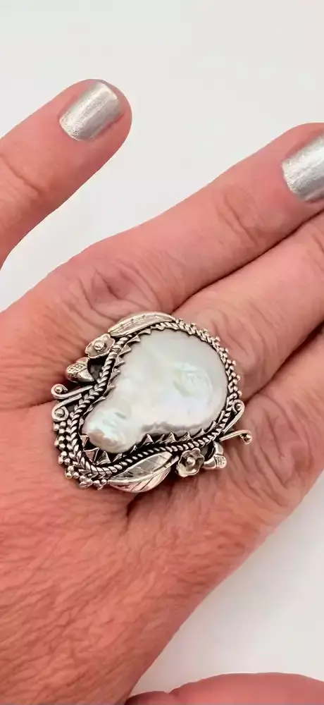 Anel de Perola da água doce grande Indiano N17 - comprar online