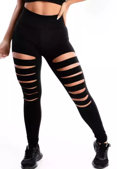 Calça Rasgada Perna Preta Legging | REF: LX239