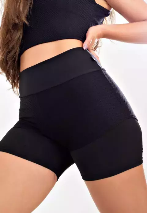 Short Saia Corrida Preto Com Tela REF: LX311