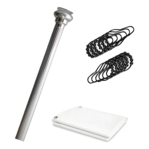 Kit Accesorios Baño Barral Estriado Plata+protector+ganchos