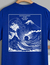 Manfinity RelaxMax Conjunto Casual Masculino 2 Peças, Estampa de Linha de Onda do Mar Ukiyo-E, Parte Superior Azul Marinho Padrão e Shorts Brancos - (cópia) na internet